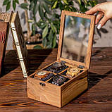 Скринька для годинників дерев'яна зі скляною кришкою 4 відділення ЕВ-2.1, фото 4