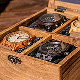 Скринька для годинників дерев'яна зі скляною кришкою 4 відділення ЕВ-2.1, фото 5
