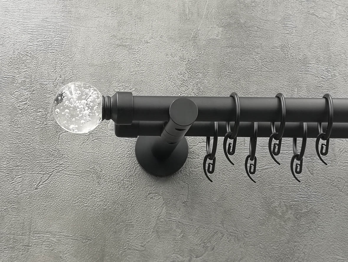 Карниз Quadrum Сепія 200 см подвійний чорний матовий універсальний 19/19 мм гладка (кільця з гачками), фото 1