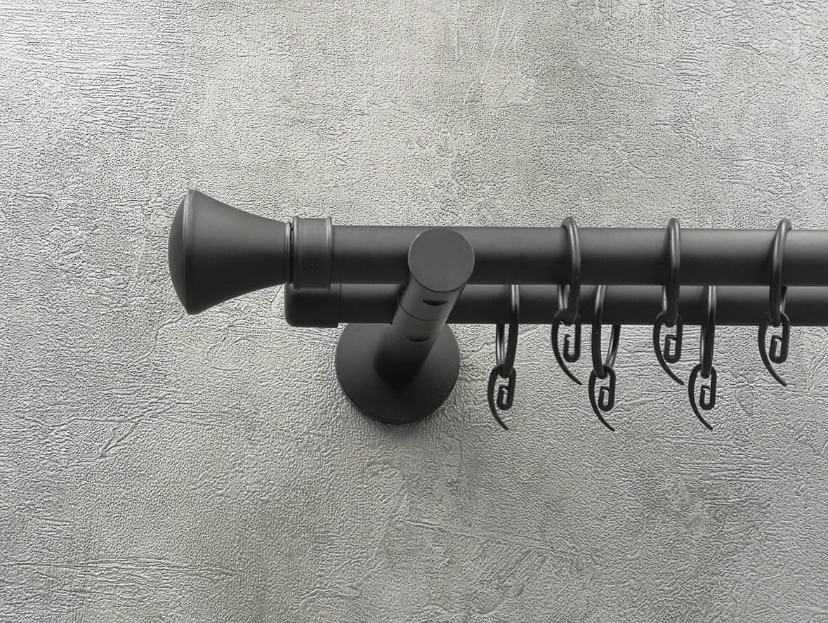 Карниз Quadrum Люксор 300 см подвійний чорний матовий універсальний 19/19 мм гладка (кільця з гачками), фото 1