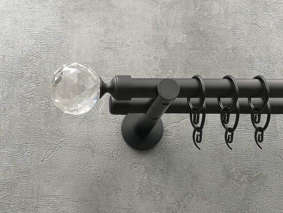 Карниз Quadrum Люмієра 200 см подвійний чорний матовий універсальний 19/19 мм гладка (кільця з гачками), фото 1