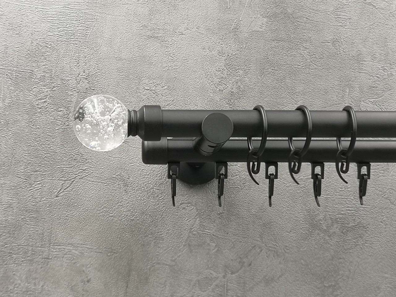 Карниз Quadrum Сепія 300 см подвійний чорний матовий універсальний 19/19 мм гладка/імпресійна (кільця з гачками), фото 1