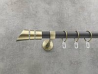 Карниз Quadrum Дива 160 см одинарный антик/черный матовый модерн 25 мм гладкая (кольца с крючками)