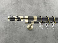 Карниз Quadrum Сиена 400 см двойной антик/черный матовый модерн 25 мм гладкая (кольца с крючками)
