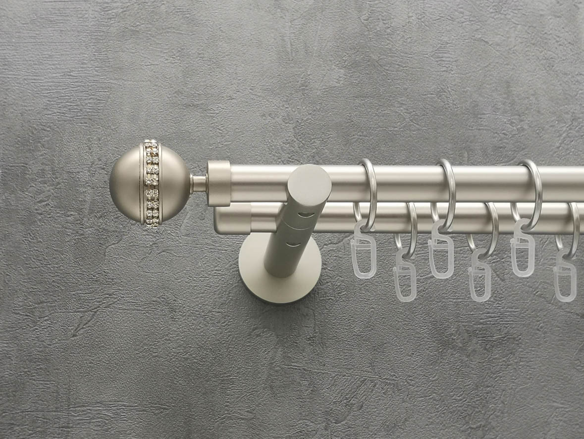 Карниз Quadrum Авея 240 см подвійний сатин універсальний 19/19 мм гладка (кільця з гачками), фото 1