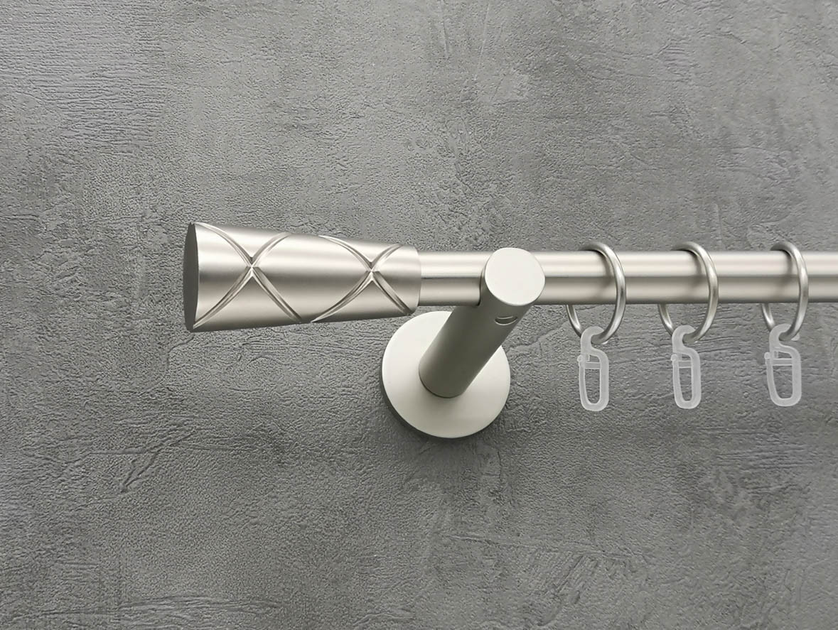 Карниз Quadrum Конус 240 см одинарний сатин універсальний 19 мм гладка (кільця з гачками), фото 1