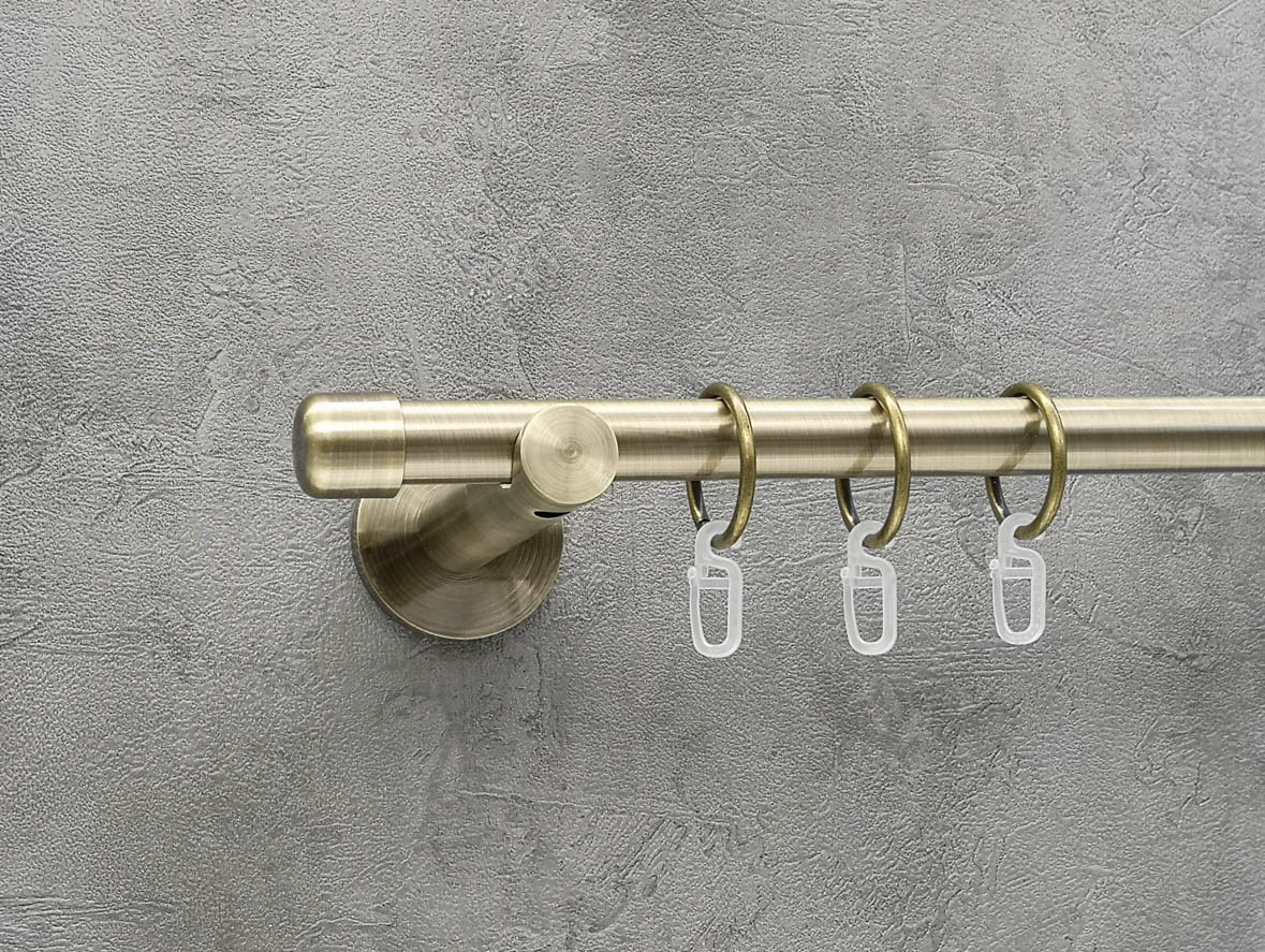 Карниз Quadrum Заглушка 200 см одинарний антик універсальний 19 мм гладка (кільця з гачками), фото 1