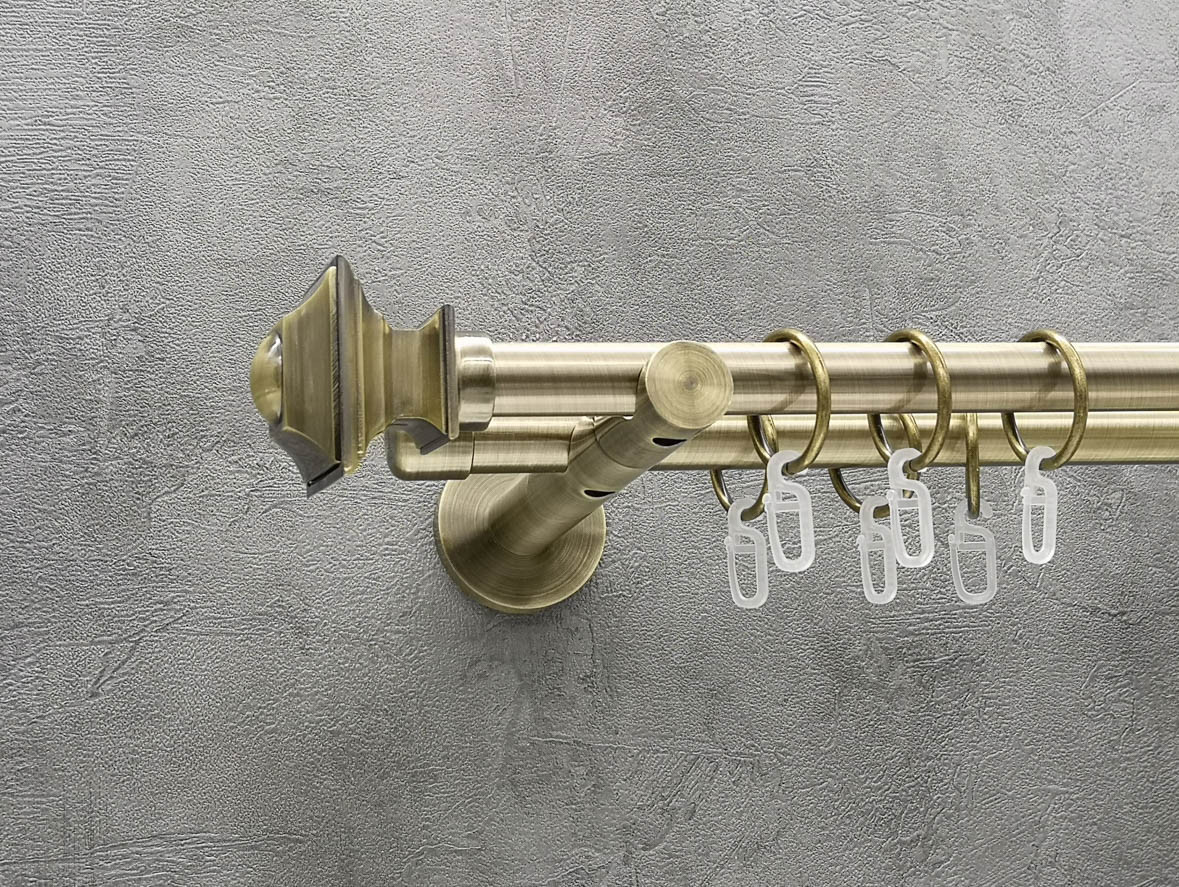 Карниз Quadrum Борджеза 160 см подвійний антик універсальний 19/19 мм гладка (кільця з гачками), фото 1