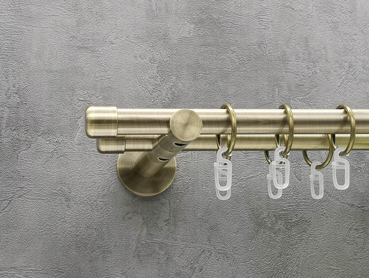 Карниз Quadrum Заглушка 300 см подвійний антик універсальний 19/19 мм гладка (кільця з гачками), фото 1