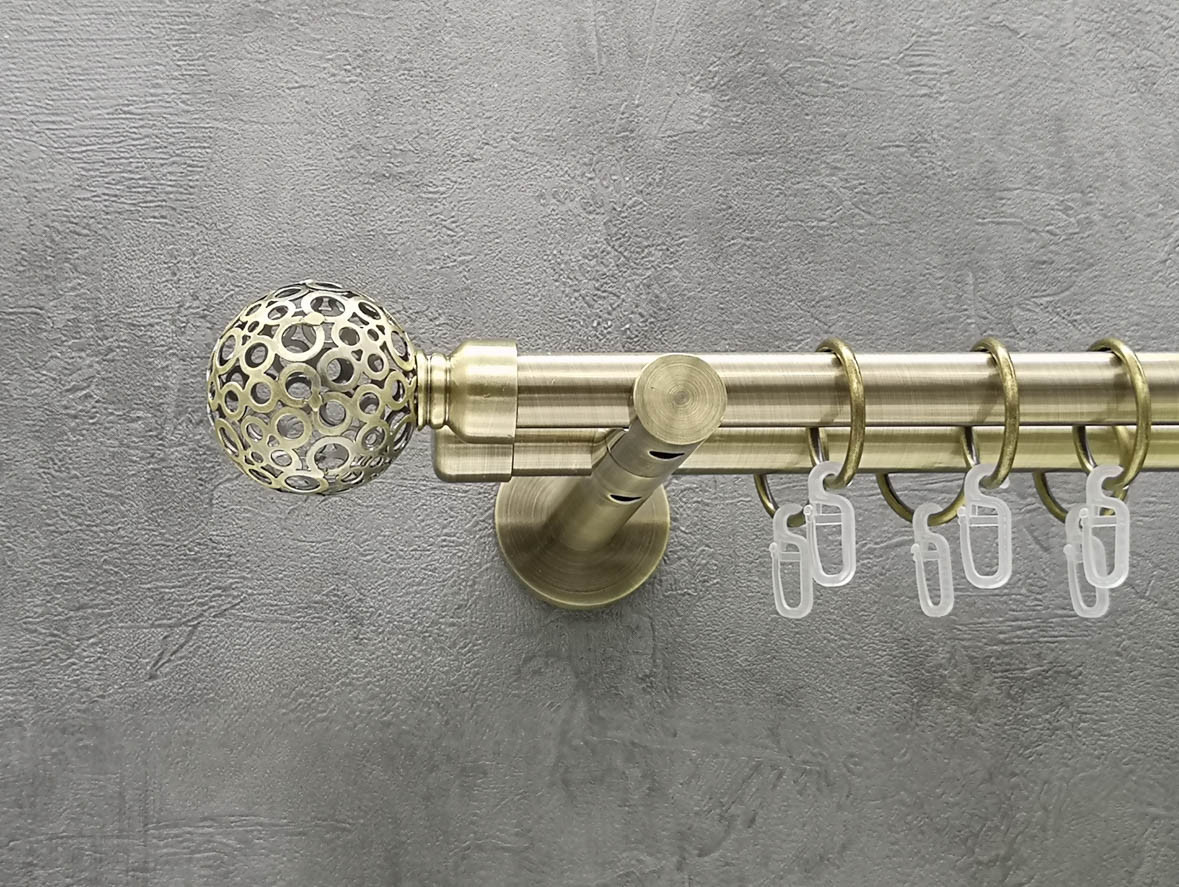 Карниз Quadrum Савона 240 см подвійний антик універсальний 19/19 мм гладка (кільця з гачками), фото 1