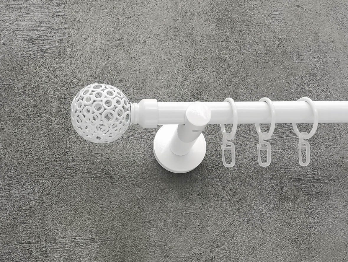 Карниз Quadrum Савона 300 см одинарний білий універсальний 19 мм гладка (кільця з гачками), фото 1