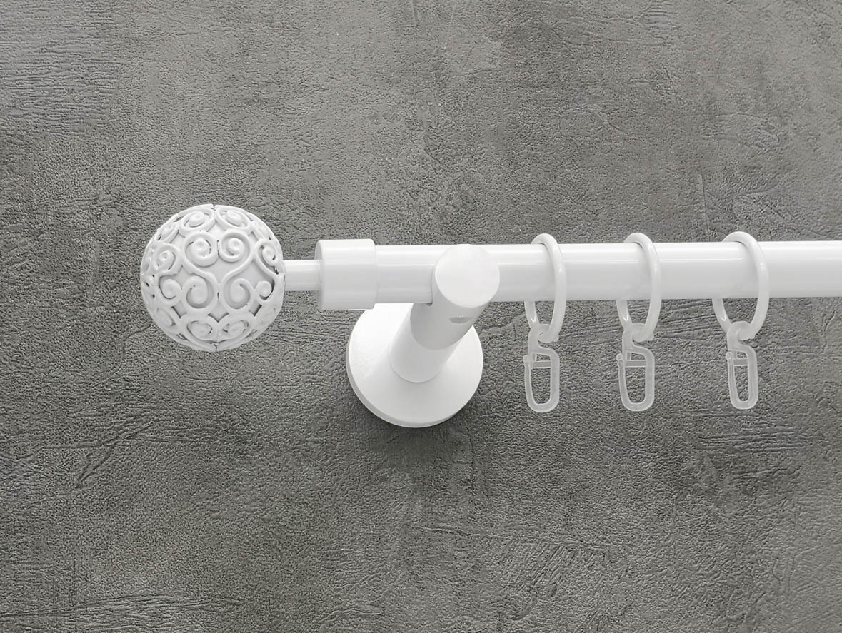 Карниз Quadrum Орієнтал 200 см одинарний білий універсальний 19 мм гладка (кільця з гачками), фото 1