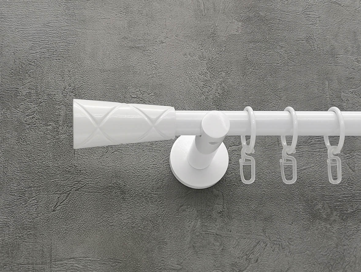 Карниз Quadrum Конус 300 см одинарний білий універсальний 19 мм гладка (кільця з гачками), фото 1