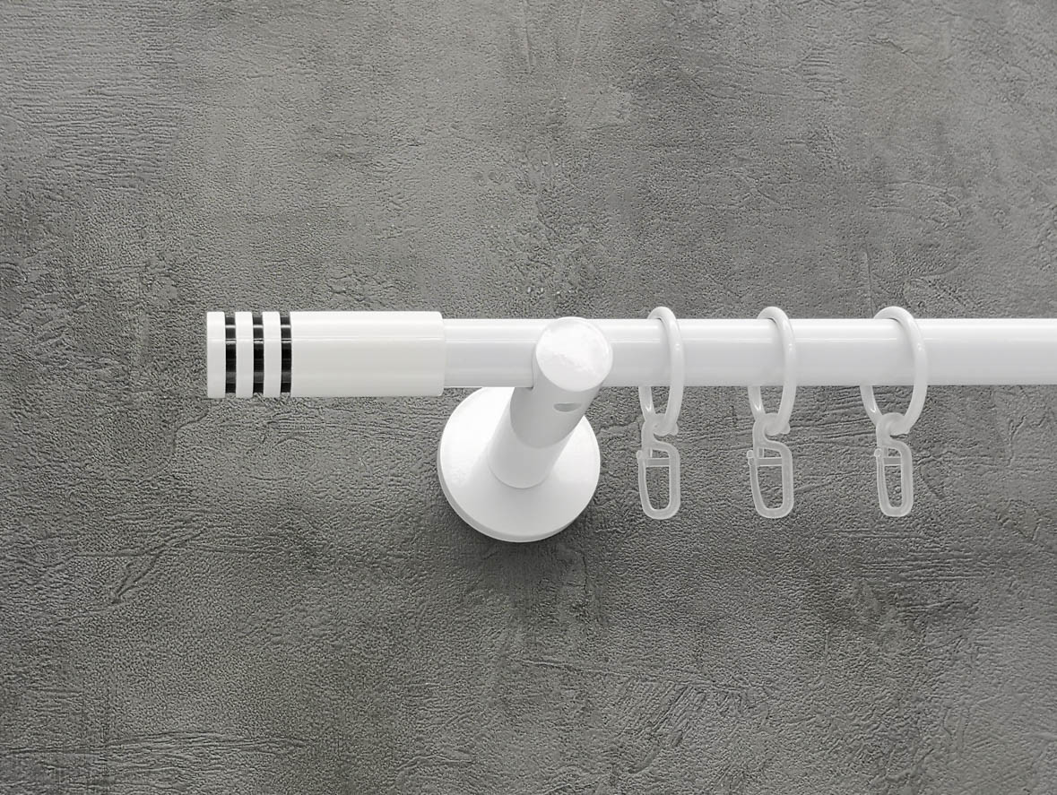 Карниз Quadrum Модуло 300 см одинарний білий універсальний 19 мм гладка (кільця з гачками), фото 1