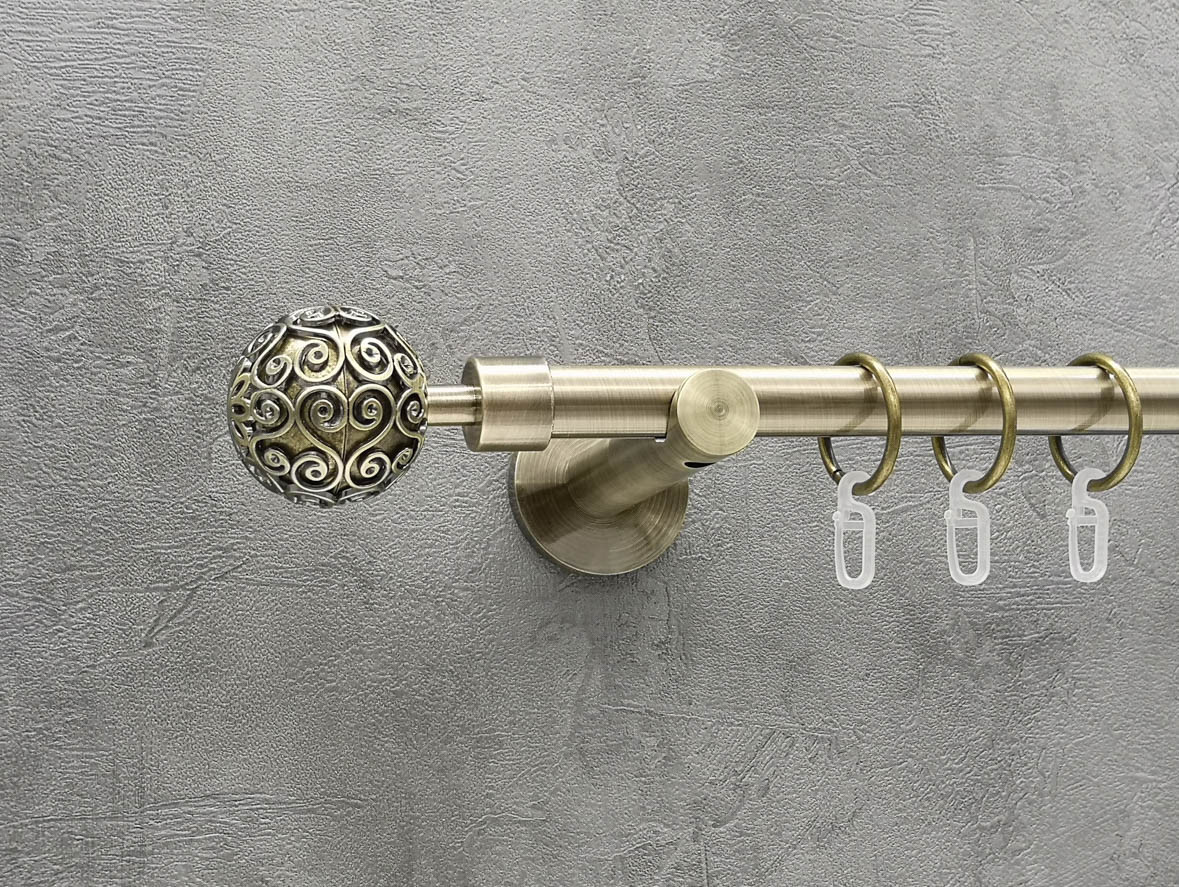 Карниз Quadrum Орієнтал 300 см одинарний антик універсальний 19 мм гладка (кільця з гачками), фото 1