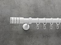 Карниз Quadrum Барамела 300 см одинарный Белый открытый 25 мм гладкая (кольца с крючками)