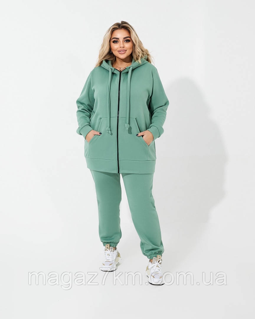 Спортивный теплый женский костюм ( кофта с капюшоном на молнии + штаны ...
