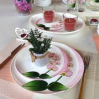 Белый столовый сервиз с розовыми орхидеями Luminarc Pink Orchid 46 предметов