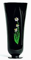 Ваза пластиковая РД-ПЛАСТ поминальная с декором "Нарцисс", для камня, тёмно-ззелёная