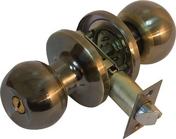 Дверна ручка-кноб Bruno 607 із засувкою Антична латунь