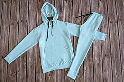 Костюм спортивний бірюзовий, ментол на літо Худі з капюшоном, чоловічі штани з кишенями. Двонитка