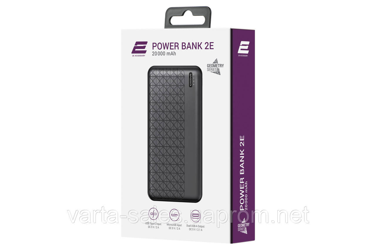 Powerbank зарядное устройство 20000mAh, Geometry, Type-C, USB-А - фото 2 - id-p1578882339