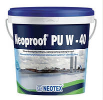 Поліуретанова гідроізоляція мастика УФ стійка без розчинників Neoproof PU W-40 ведро 4 кг біла