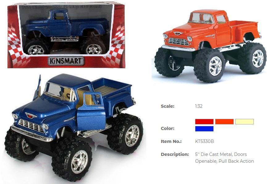 Дитяча колекційна машинка Kinsmart KT5330WB Chevy Stepside Pick-up металева інерційна відчиняються двері іграшка