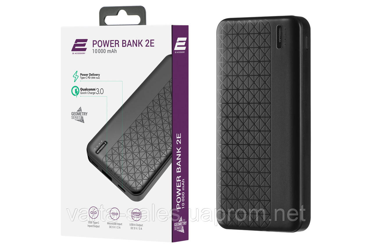 Powerbank портативное зарядное устройство 10000mAh, Geometry, PD+QC 3.0 18W - фото 1 - id-p1578891551