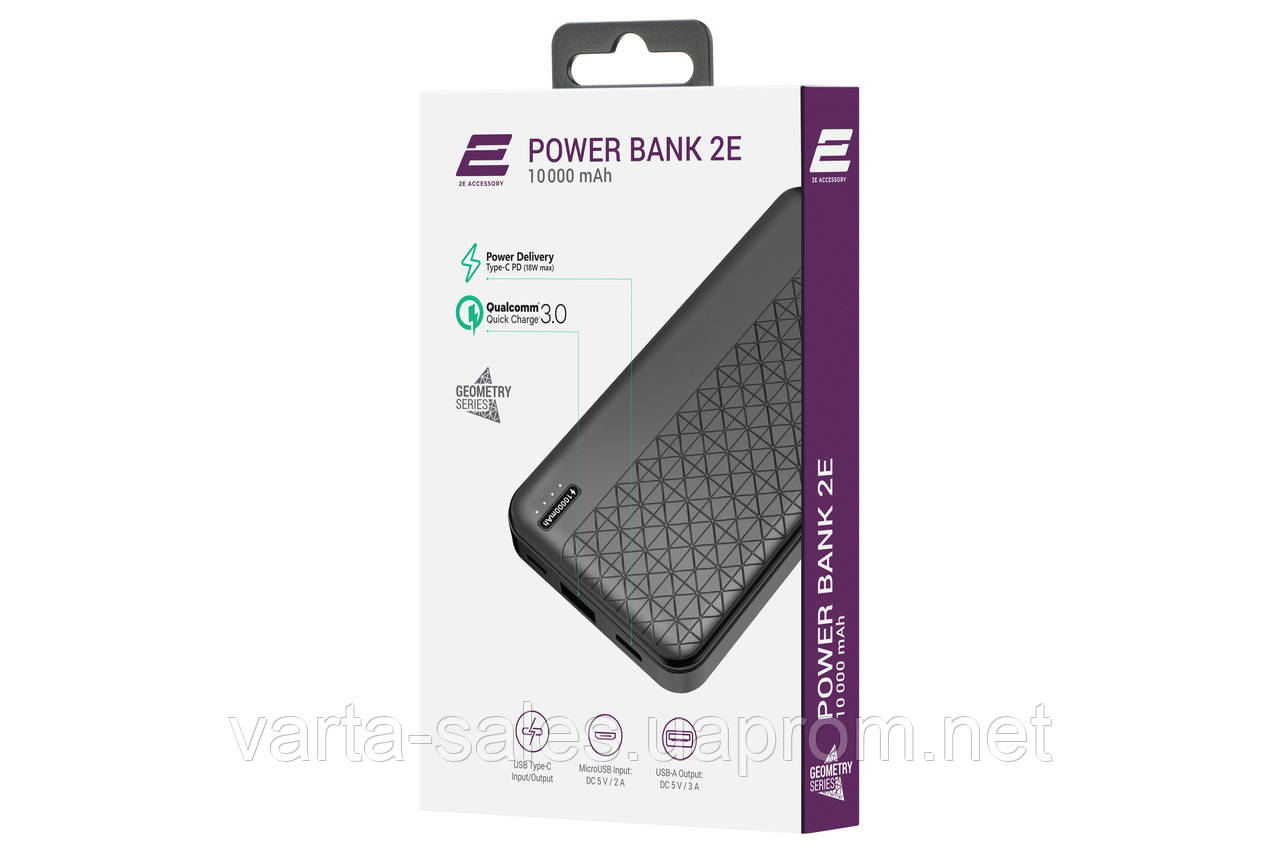 Powerbank портативное зарядное устройство 10000mAh, Geometry, PD+QC 3.0 18W - фото 2 - id-p1578891551