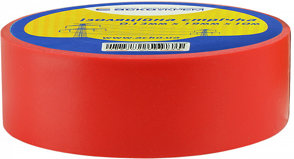 Ізострічка 0,13мм*19мм/10м червона ПВХ одностороння АСКО-УКРЕМ, фото 1