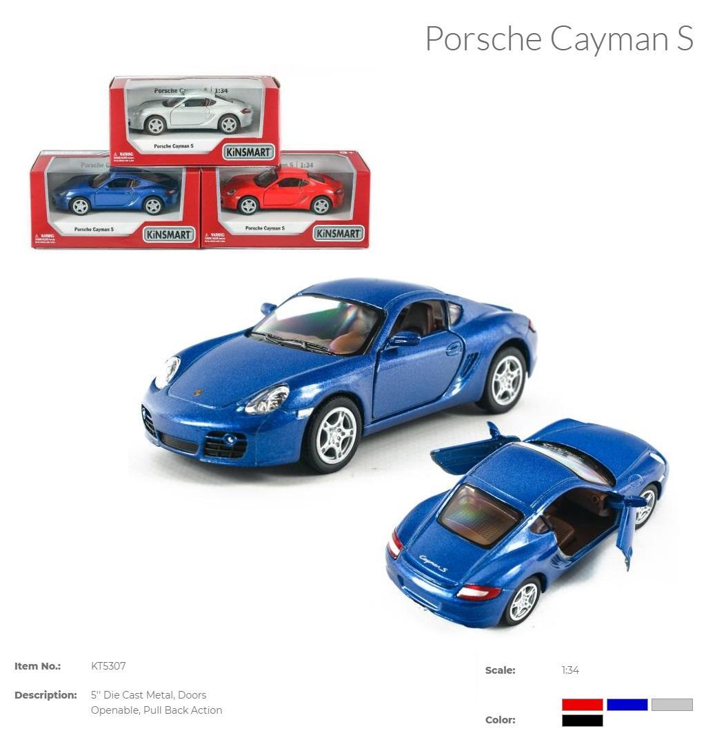Дитяча колекційна машинка Kinsmart PORSCHE CAYMAN S 5'' KT5307W машина метал інерційна відчиняються двері іграшка