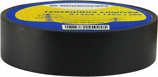 Ізострічка 0,13мм*19мм/20м Чорна ПВХ одностороння АСКО-УКРЕМ, фото 1