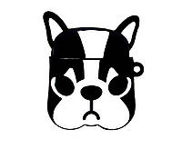 Силиконовый футляр Bulldog для наушников AirPods 1/2 + кольцо (чёрно-белый)