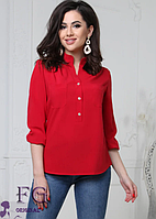 Женская блузка красного цвета на каждый день рубашка на пуговицах