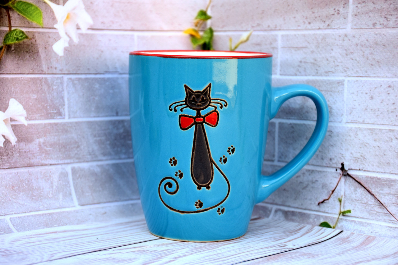 Чашка Изящный кот (Голубая) 350 мл - фото 1 - id-p1578913133