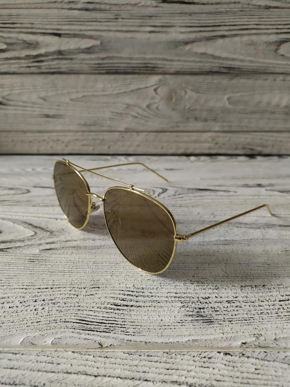 Сонцезахисні окуляри авіатор коричневі унісекс у металевій оправі