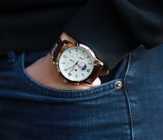 Класичний кварцовий чоловічий годинник зі шкіряним ремінцем, Чоловічий шкіряний наручний годинник