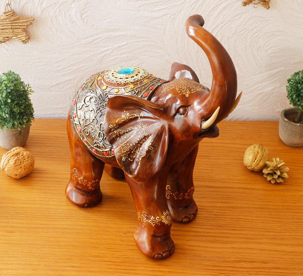 Статуэтка слона с украшениями, хобот вверх 30см H2481-3T - фото 3 - id-p625416206