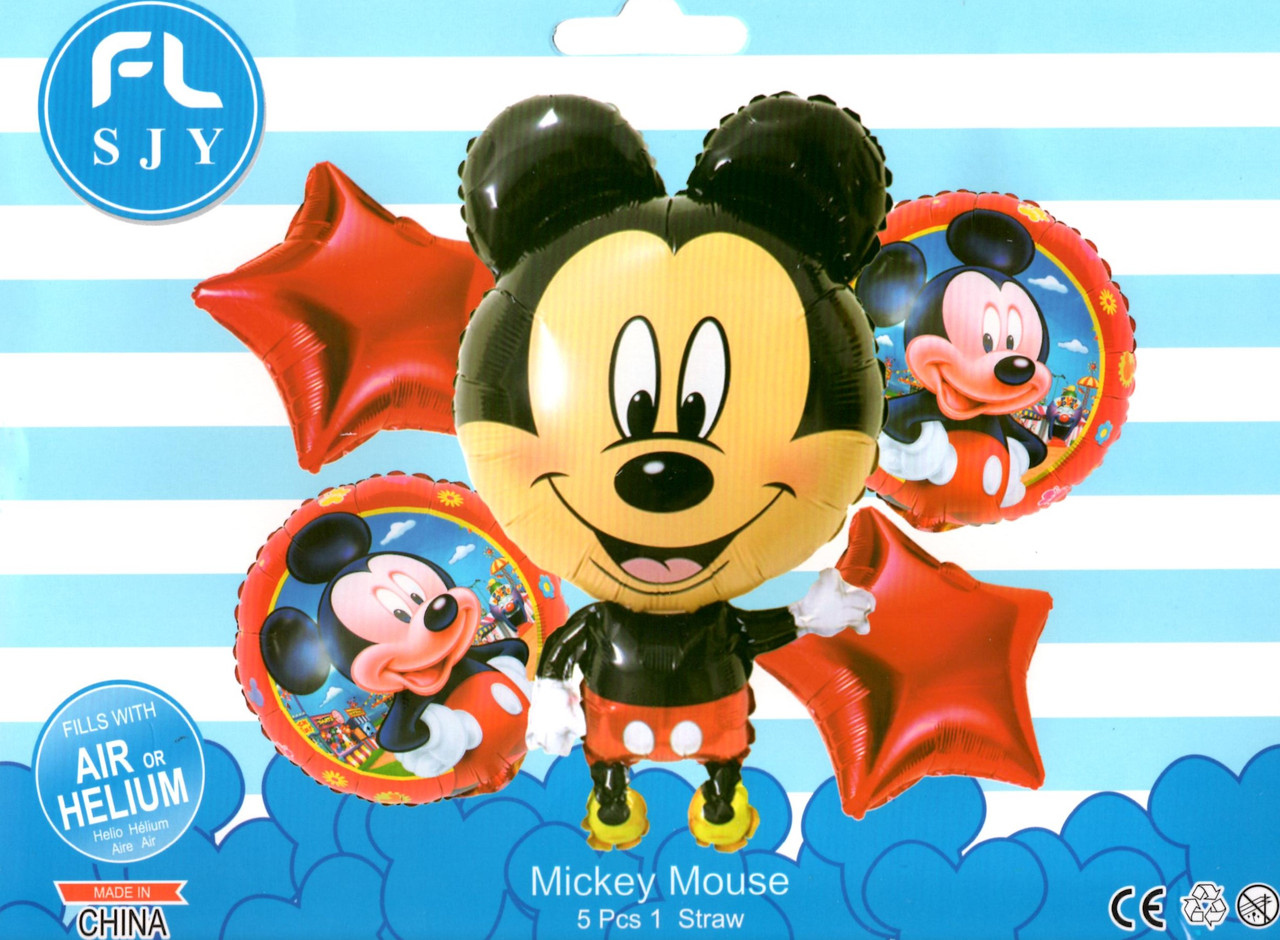 Набір фольгованих куль Мікі Маус паростовий, 5 шт.