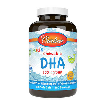 Омега 3 Carlson Labs kid's Chewable DHA 100 mg (180 soft gels)