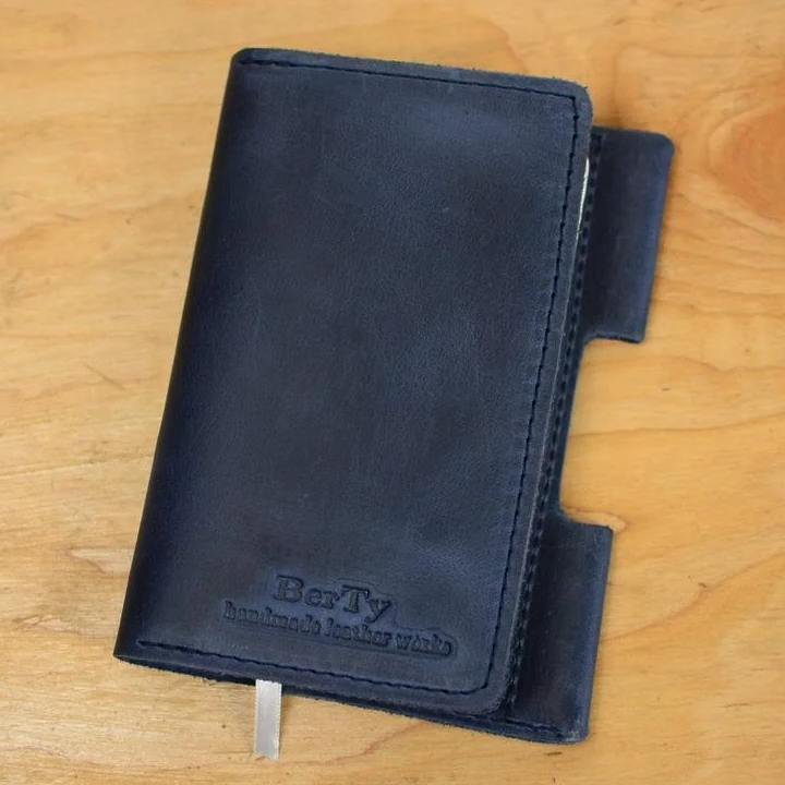 Обкладинка для блокнота (щоденника), розмір 14*9 див. (формат A6), вінтажна шкіра, колір синій