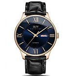 Гарний годинник класичний чоловічий на шкіряному ремінці, Чоловічий круглий наручний годинник, фото 2