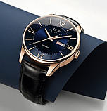 Гарний годинник класичний чоловічий на шкіряному ремінці, Чоловічий круглий наручний годинник, фото 9