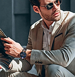 Гарний годинник класичний чоловічий на шкіряному ремінці, Чоловічий круглий наручний годинник, фото 7