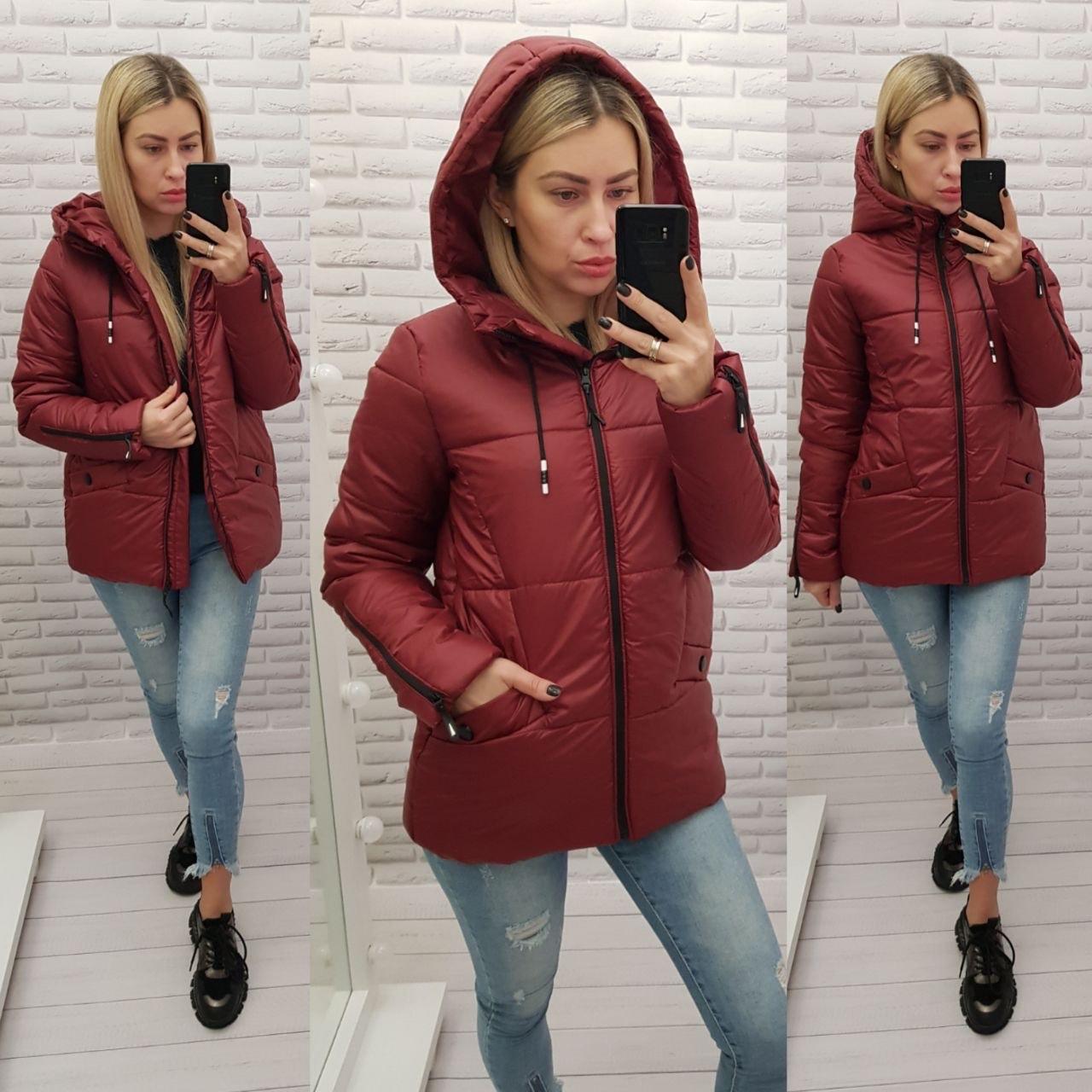 Куртка жіноча з капюшоном, арт.416, бордо/ борудовий/ бордового кольору, фото 1