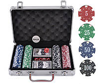 Покерный набор на 200 фишек с номиналом в кейсе. 11,5g-chips