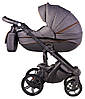 Коляска 2 в 1 Adamex Prince X-5 сірий льон - графітова шкіра (видавлений рядок) - рудий кант (сіра рама), фото 2