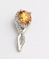 Кулон з білим та жовтим цирконом. Родій. Діаметр: 1.5 см