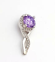 Кулон з бузковим та білим цирконом. Родій. Діаметр: 1.5 см